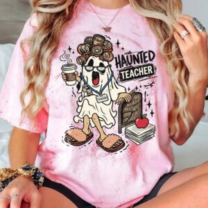 Funny Haunted Teacher Ghost Halloween Shirt | Spooky Tie-Dye Graphic Tee