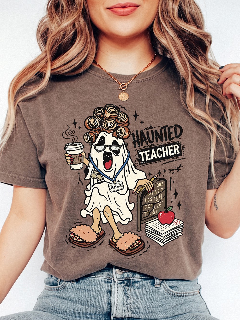 Funny Haunted Teacher Ghost Halloween Shirt | Spooky Tie-Dye Graphic Tee