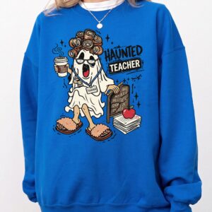 Funny Haunted Teacher Ghost Halloween Shirt | Spooky Tie-Dye Graphic Tee