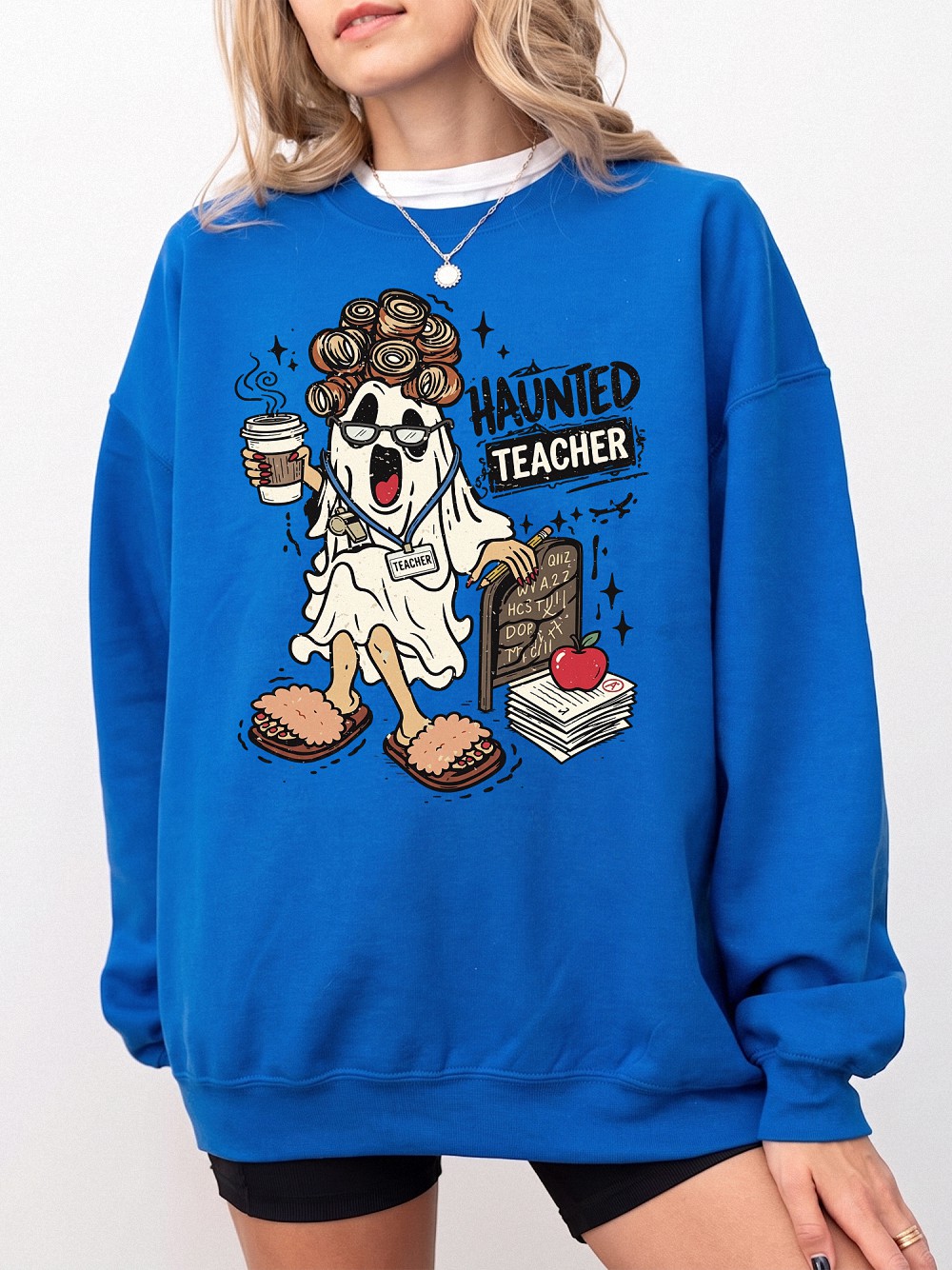 Funny Haunted Teacher Ghost Halloween Shirt | Spooky Tie-Dye Graphic Tee
