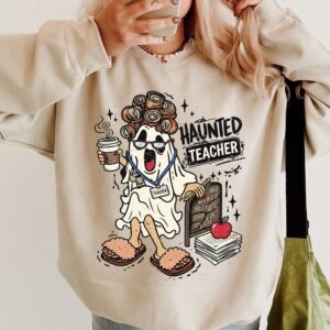 Funny Haunted Teacher Ghost Halloween Shirt | Spooky Tie-Dye Graphic Tee