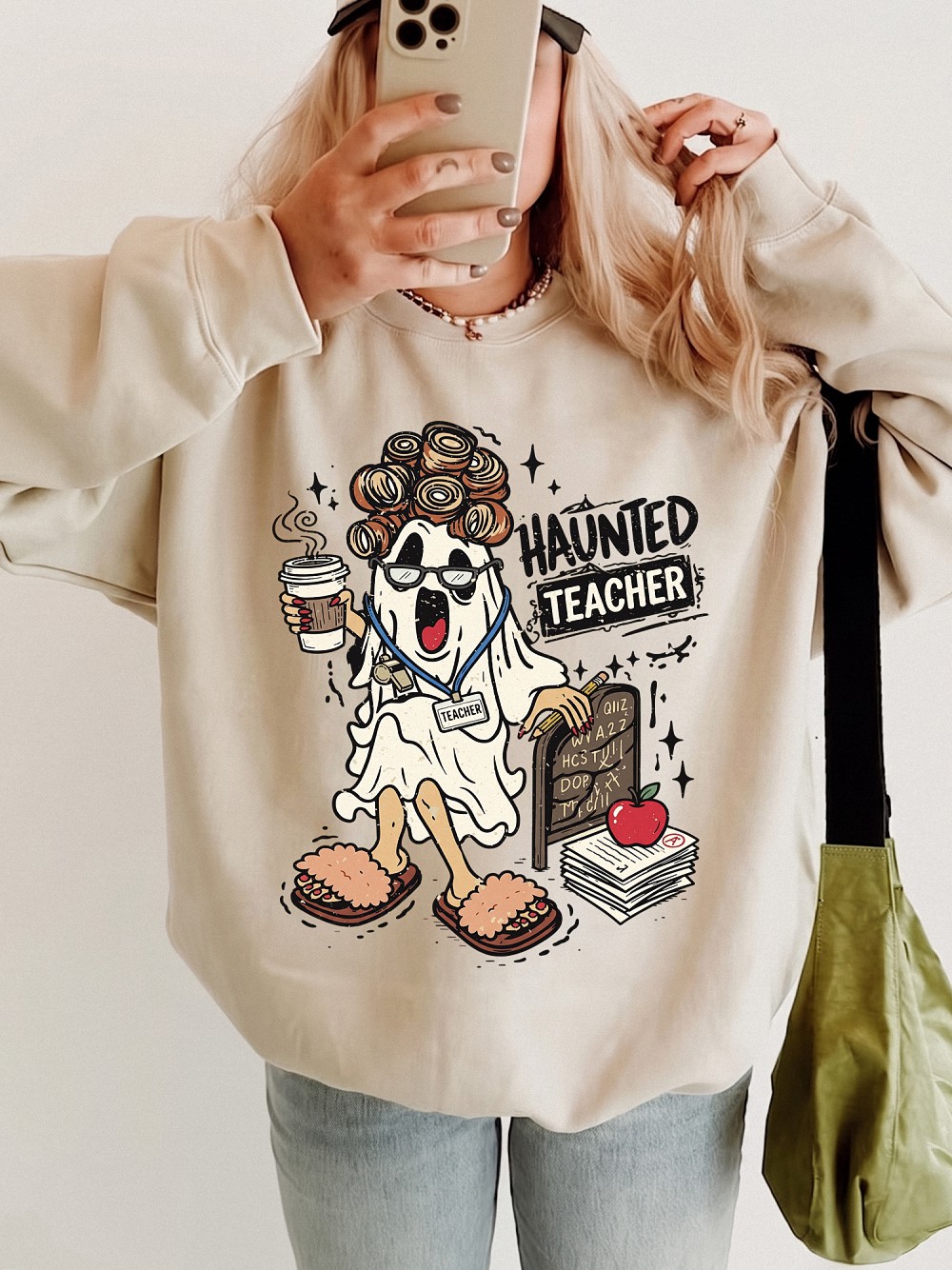 Funny Haunted Teacher Ghost Halloween Shirt | Spooky Tie-Dye Graphic Tee