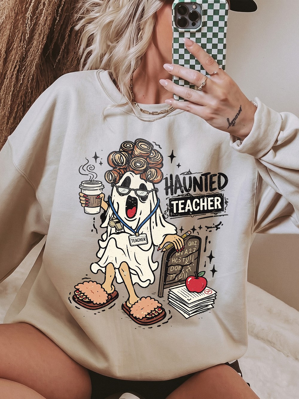 Funny Haunted Teacher Ghost Halloween Shirt | Spooky Tie-Dye Graphic Tee