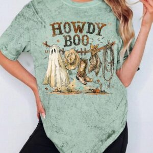 Howdy Boo Ghost Cowboy T-Shirt | Cute Western Halloween Tee