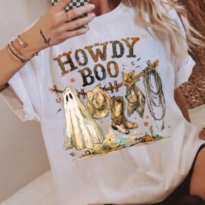 Howdy Boo Ghost Cowboy T-Shirt | Cute Western Halloween Tee
