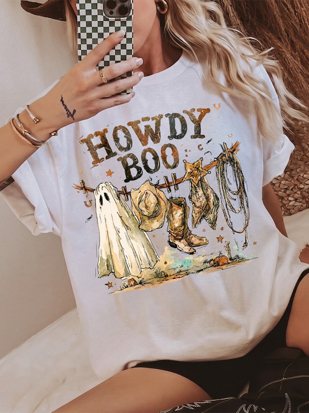 Howdy Boo Ghost Cowboy T-Shirt | Cute Western Halloween Tee
