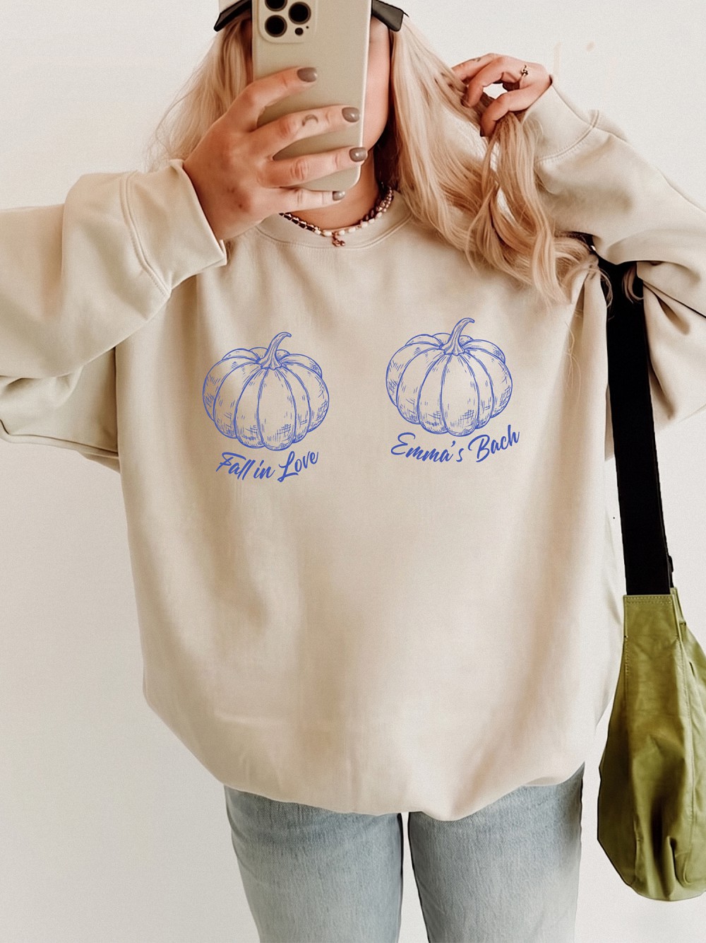 Custom Fall In Love Pumpkin Bikini Bra Bachelorette Halloween Shirt Personalized Bridal Party T-Shirt For Bride Bridesmaids Cozy Aesthetic Rust Orange Cotton Tee