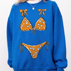 Apnobbou Funny Faux Bikini T-Shirt Dog Bone Beach Graphic Tee