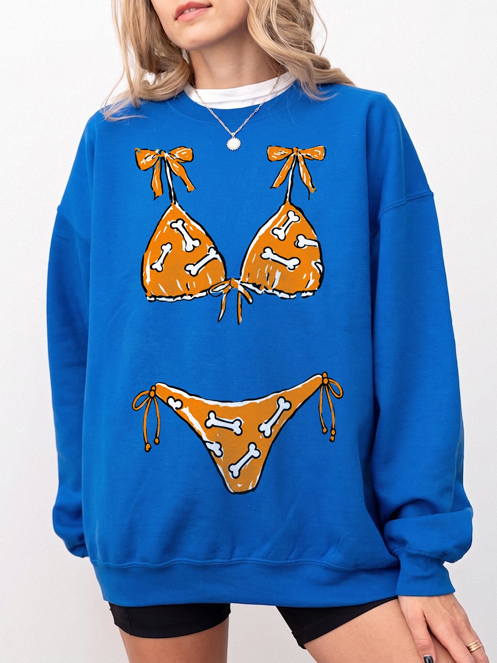 Apnobbou Funny Faux Bikini T-Shirt Dog Bone Beach Graphic Tee