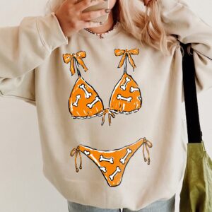 Apnobbou Funny Faux Bikini T-Shirt Dog Bone Beach Graphic Tee