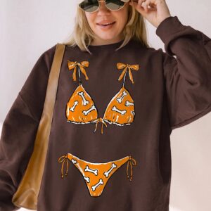 Apnobbou Funny Faux Bikini T-Shirt Dog Bone Beach Graphic Tee