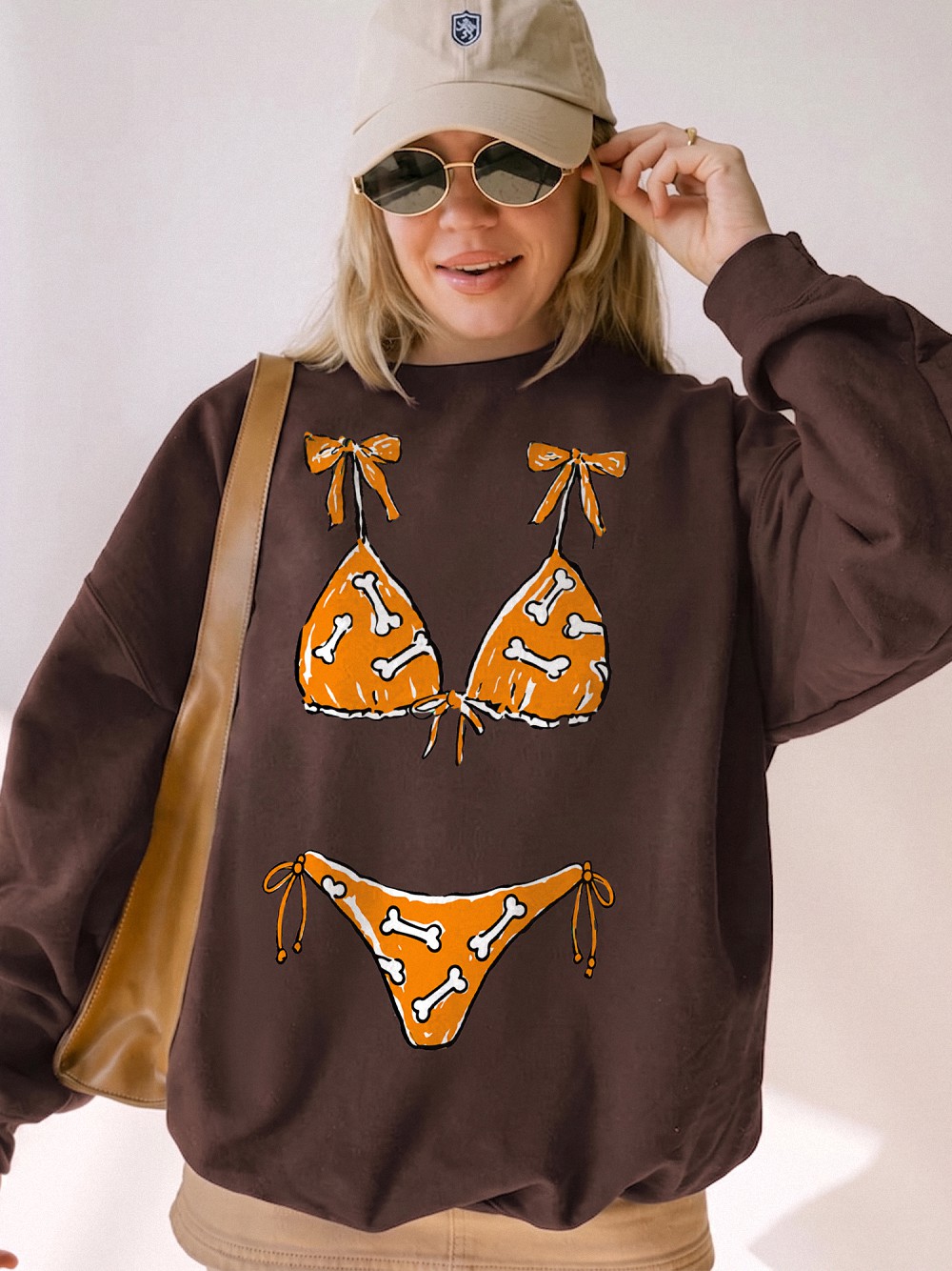 Apnobbou Funny Faux Bikini T-Shirt Dog Bone Beach Graphic Tee