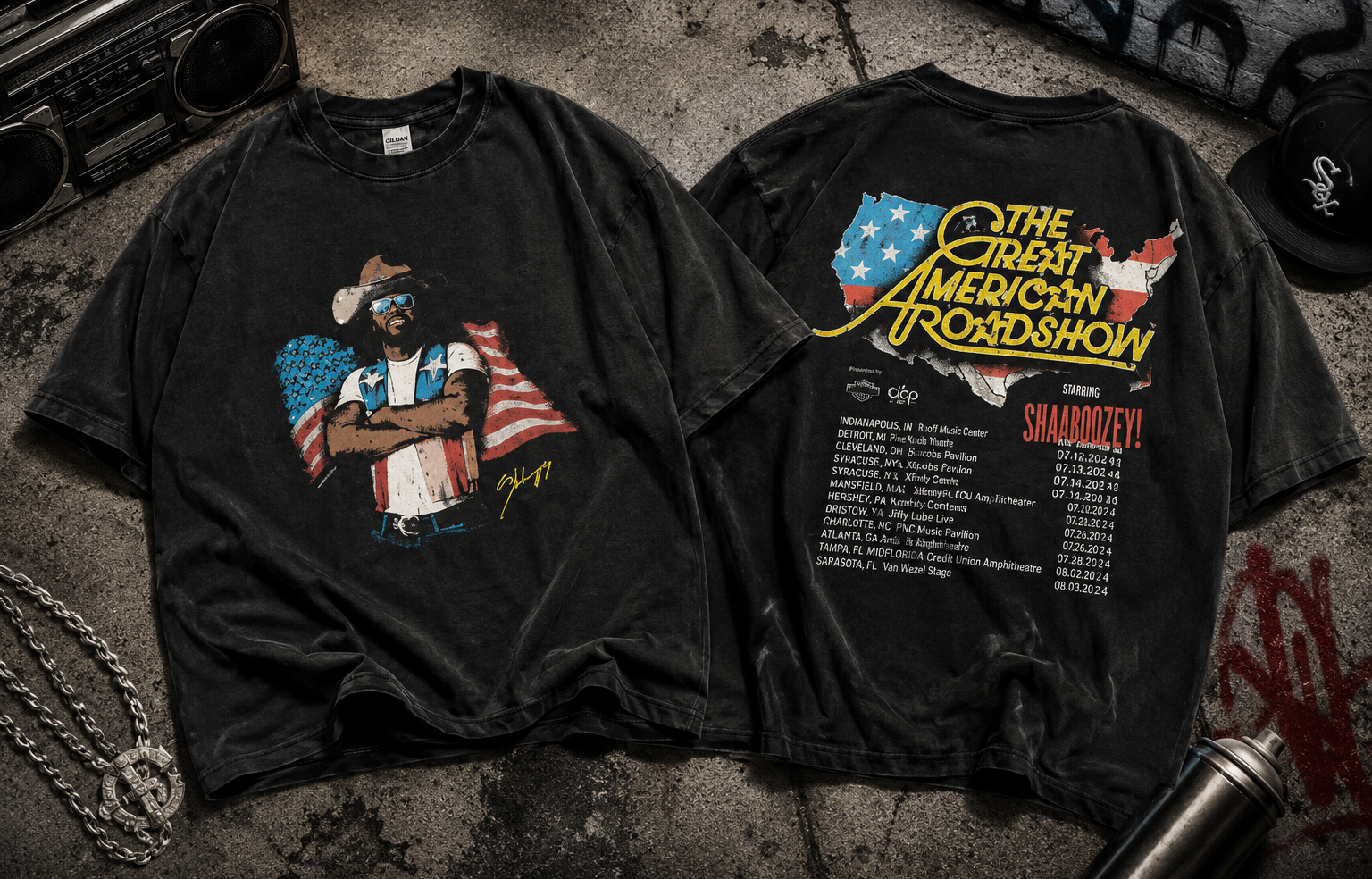 Vintage Shaboozey Great American Roadshow Tour T-Shirt