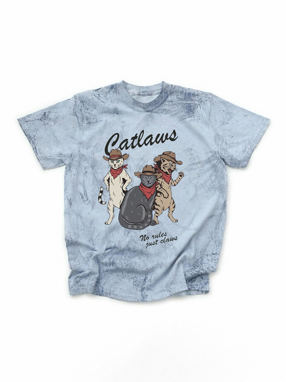 Catlaws Cowboy Cat Graphic Tee - Pink Tie Dye Western Shirt