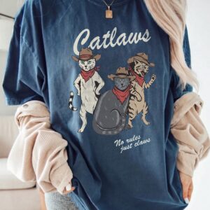 Catlaws Cowboy Cat Graphic Tee - Pink Tie Dye Western Shirt
