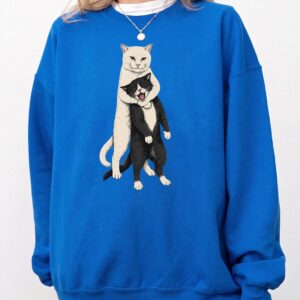 Funny Hugging Cats Graphic Tee - Cat Meme Head Locking Shirt