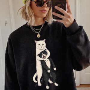 Funny Hugging Cats Graphic Tee - Cat Meme Head Locking Shirt