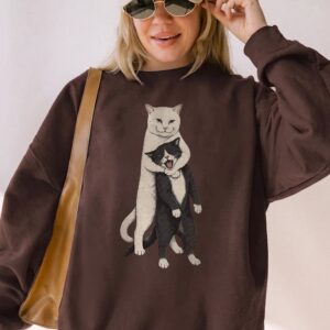 Funny Hugging Cats Graphic Tee - Cat Meme Head Locking Shirt