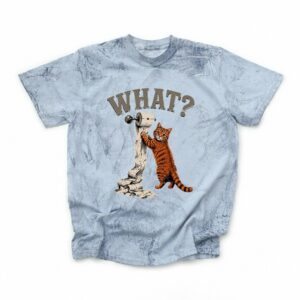 Funny Orange Tabby Cat WHAT? Graphic Tee | Pink Tie-Dye Shirt