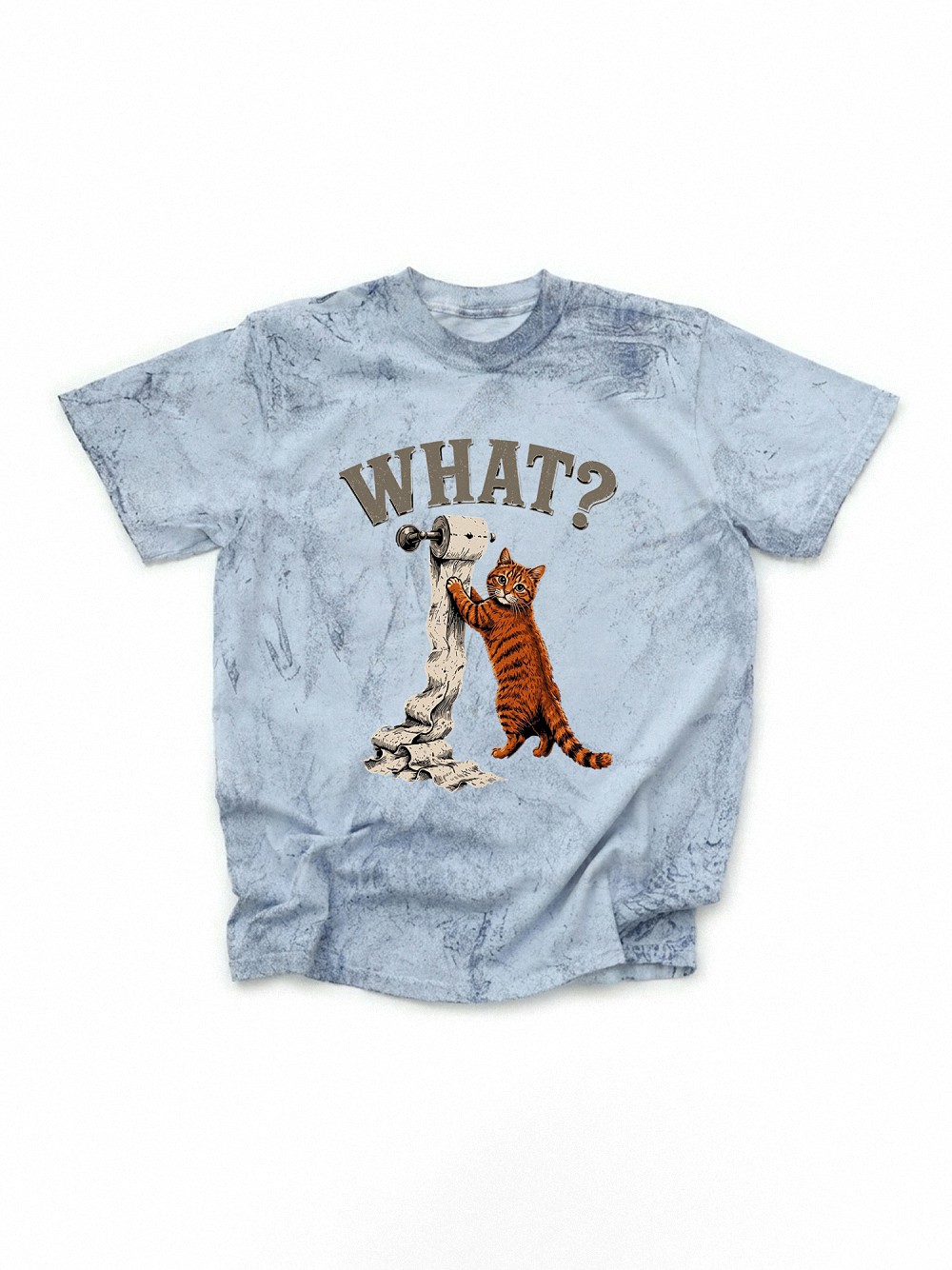 Funny Orange Tabby Cat WHAT? Graphic Tee | Pink Tie-Dye Shirt