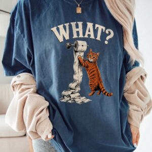 Funny Orange Tabby Cat WHAT? Graphic Tee | Pink Tie-Dye Shirt