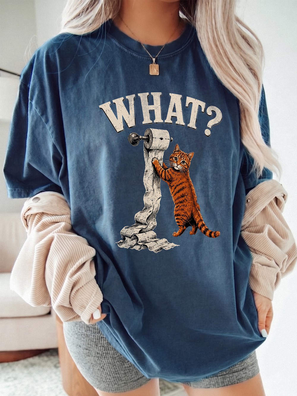 Funny Orange Tabby Cat WHAT? Graphic Tee | Pink Tie-Dye Shirt