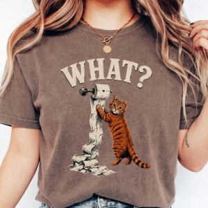 Funny Orange Tabby Cat WHAT? Graphic Tee | Pink Tie-Dye Shirt