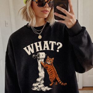 Funny Orange Tabby Cat WHAT? Graphic Tee | Pink Tie-Dye Shirt