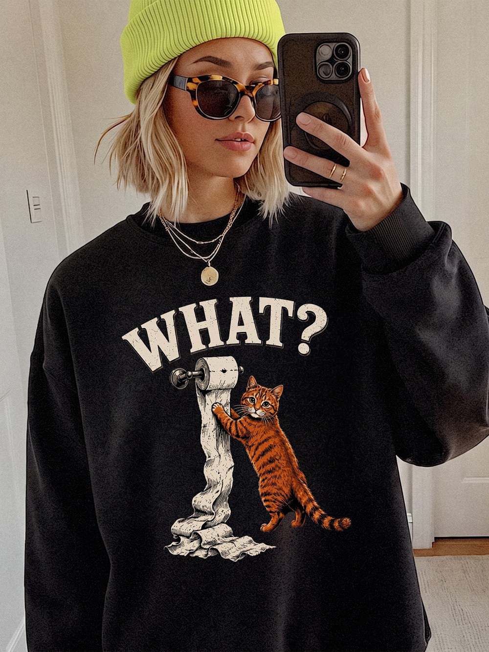 Funny Orange Tabby Cat WHAT? Graphic Tee | Pink Tie-Dye Shirt
