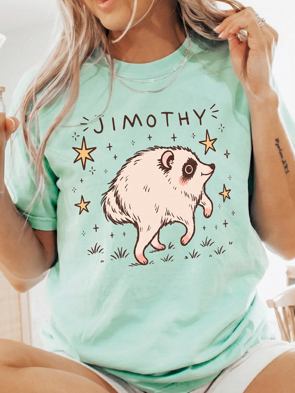 Jimothy Cute Racoon Seatle Graphic Tee - Whimsical Viral Animal Shirt
