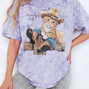 Enrjdsnx Meowdy Darlin Cowboy Cat T-Shirt | Western Graphic Tee