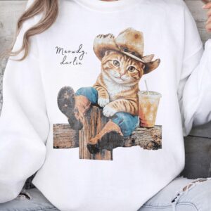 Enrjdsnx Meowdy Darlin Cowboy Cat T-Shirt | Western Graphic Tee