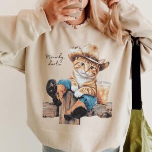 Enrjdsnx Meowdy Darlin Cowboy Cat T-Shirt | Western Graphic Tee