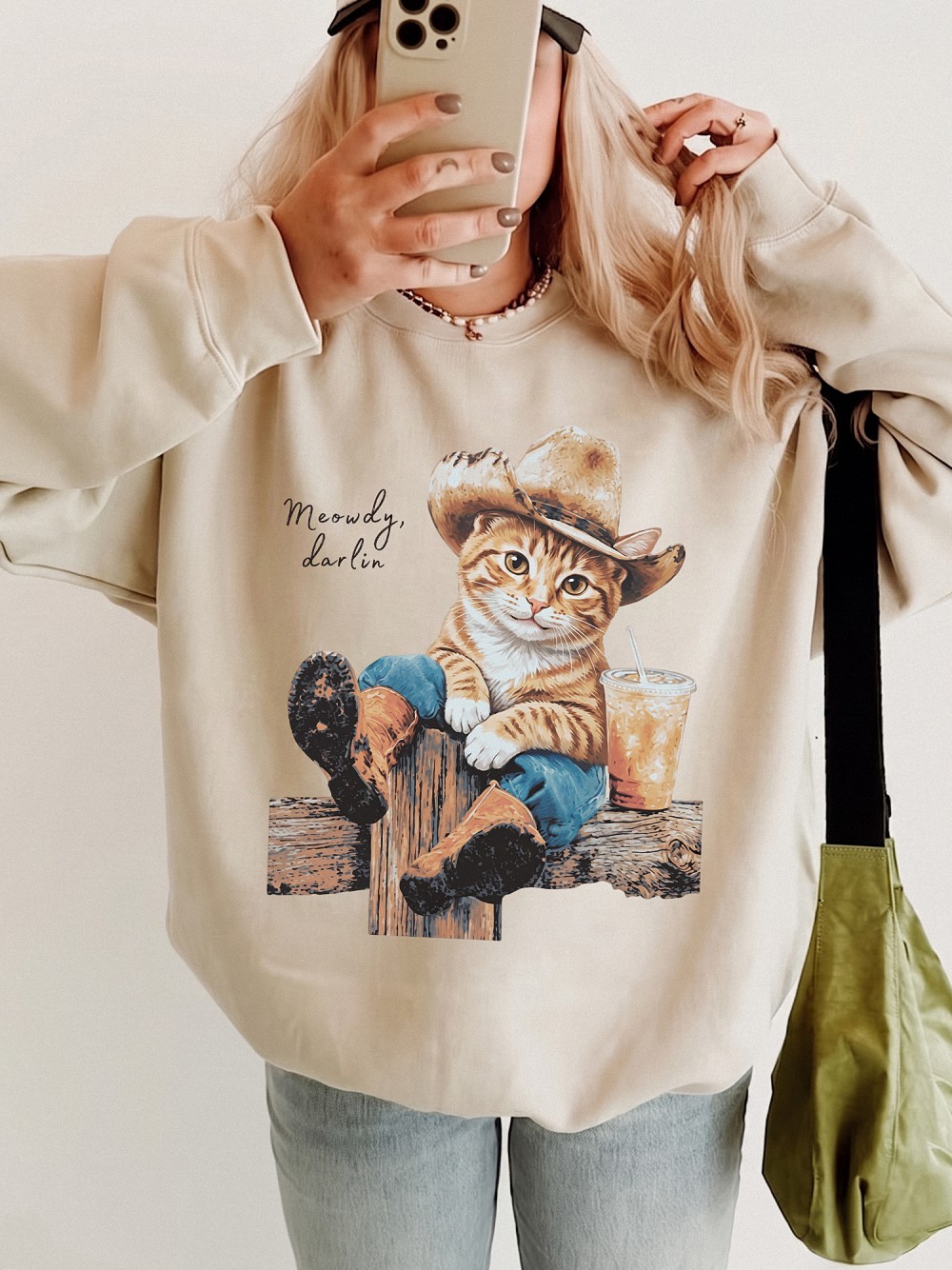 Enrjdsnx Meowdy Darlin Cowboy Cat T-Shirt | Western Graphic Tee