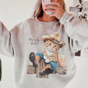 Enrjdsnx Meowdy Darlin Cowboy Cat T-Shirt | Western Graphic Tee