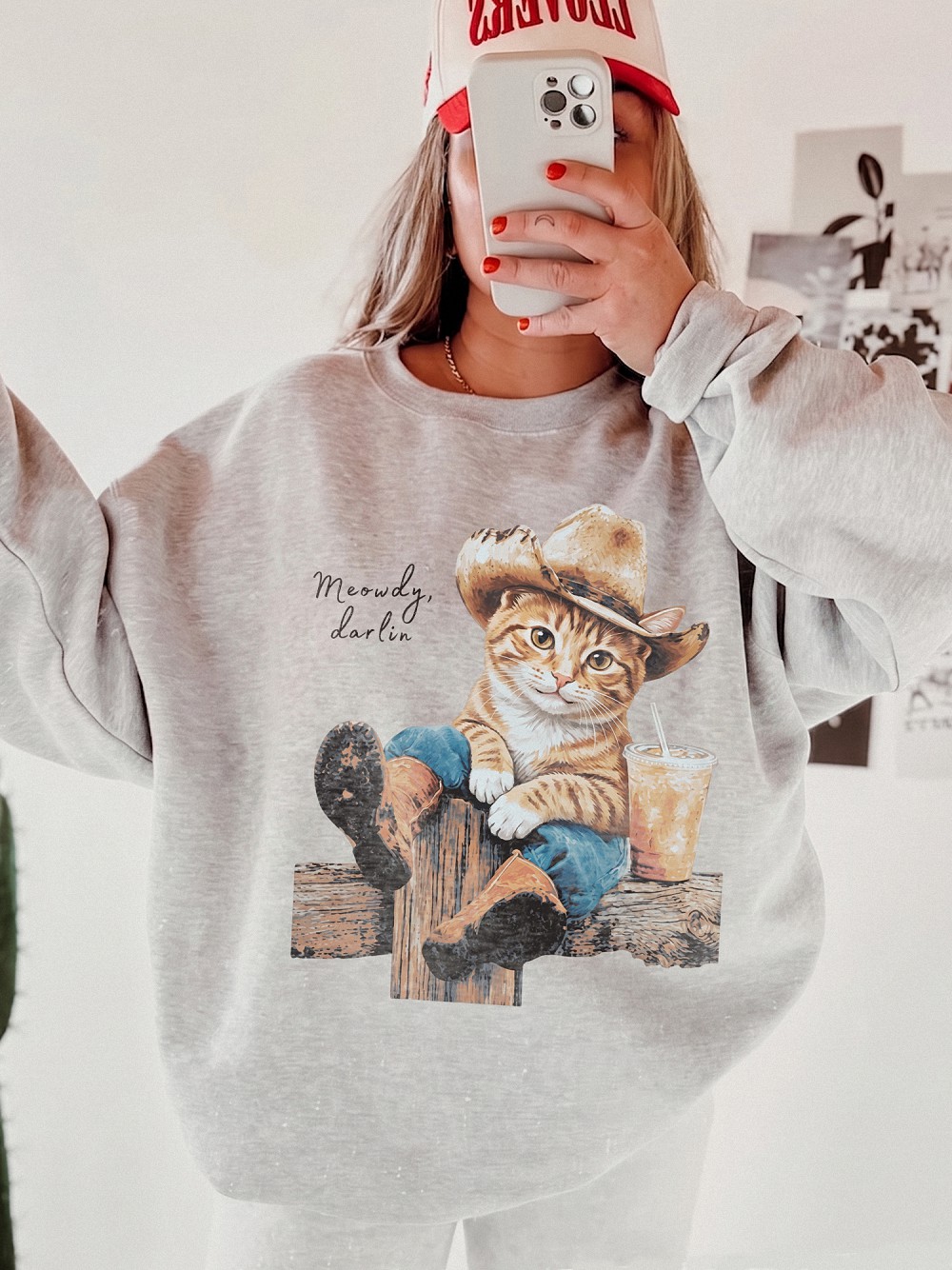 Enrjdsnx Meowdy Darlin Cowboy Cat T-Shirt | Western Graphic Tee