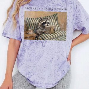 Probably Reading Trash Raccoon T-Shirt, Funny Book Lover Tee