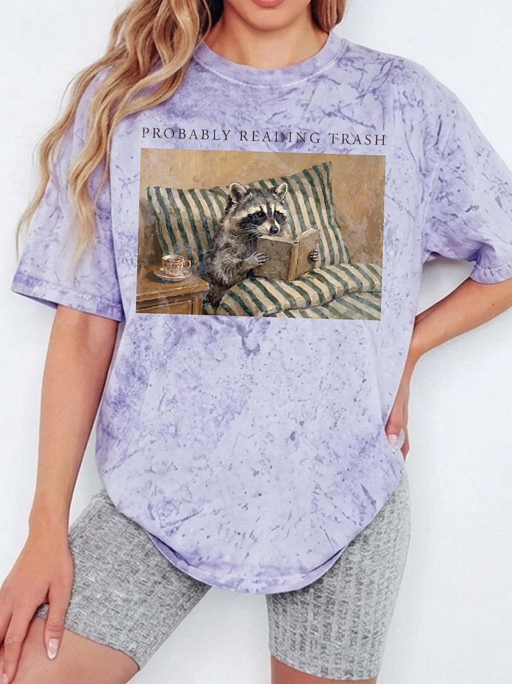 Probably Reading Trash Raccoon T-Shirt, Funny Book Lover Tee