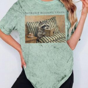 Probably Reading Trash Raccoon T-Shirt, Funny Book Lover Tee