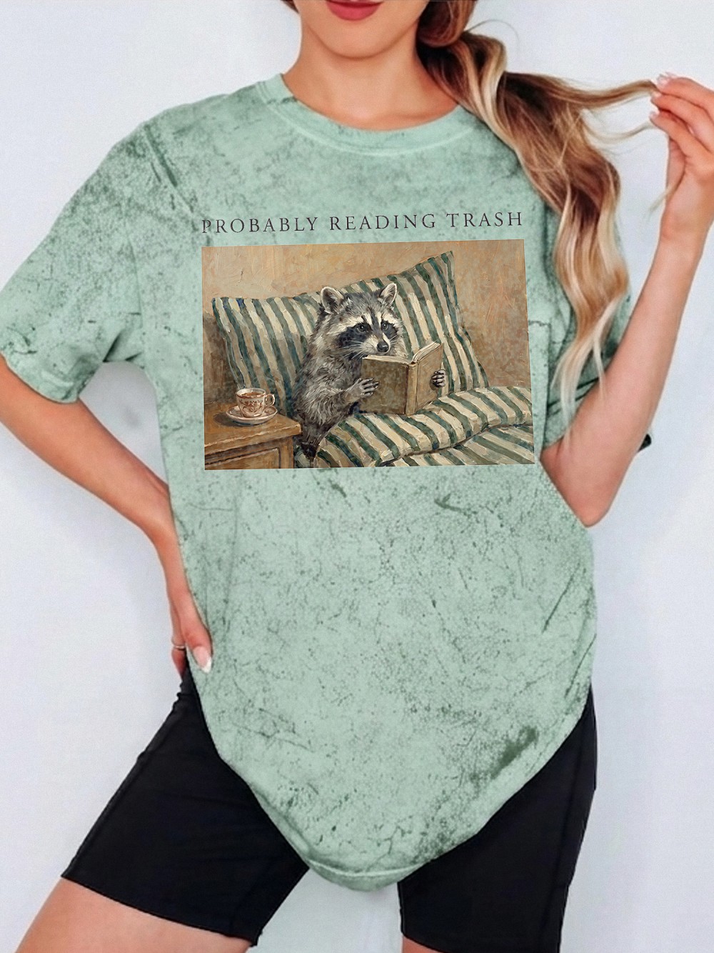 Probably Reading Trash Raccoon T-Shirt, Funny Book Lover Tee
