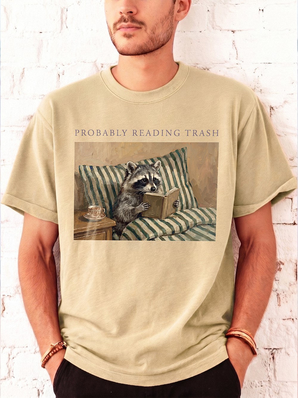 Probably Reading Trash Raccoon T-Shirt, Funny Book Lover Tee