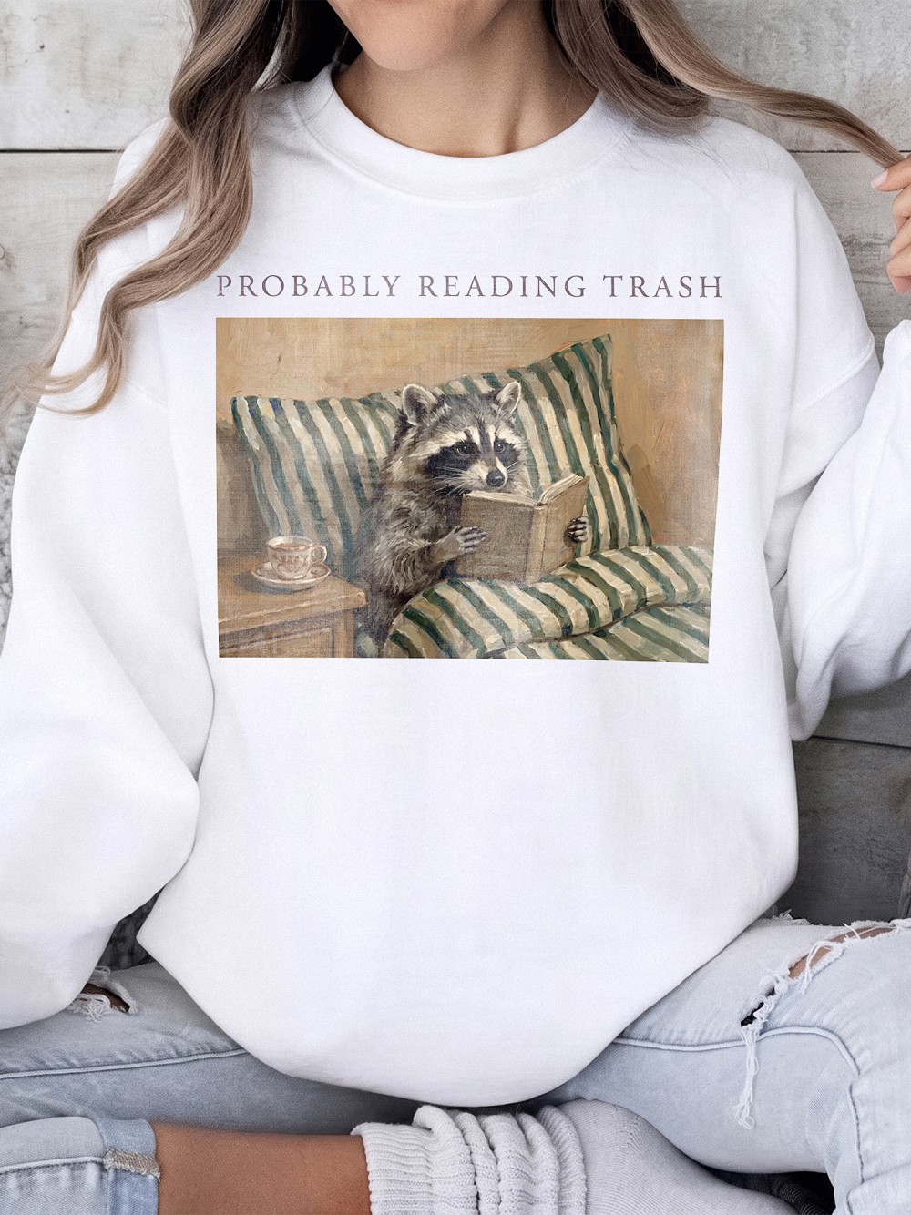 Probably Reading Trash Raccoon T-Shirt, Funny Book Lover Tee