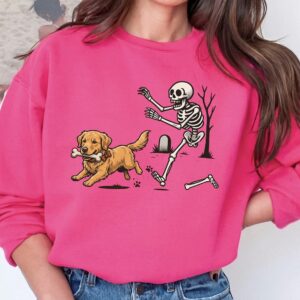 Kruwekyc Golden Retriever Skeleton Halloween Graphic Tie-Dye Tee