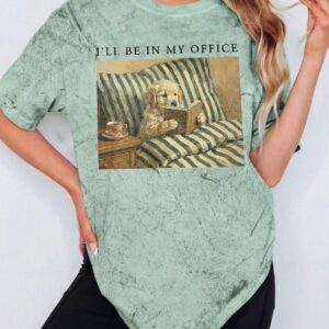 "I'll Be In My Office" Funny Introvert Reading Dog Tee