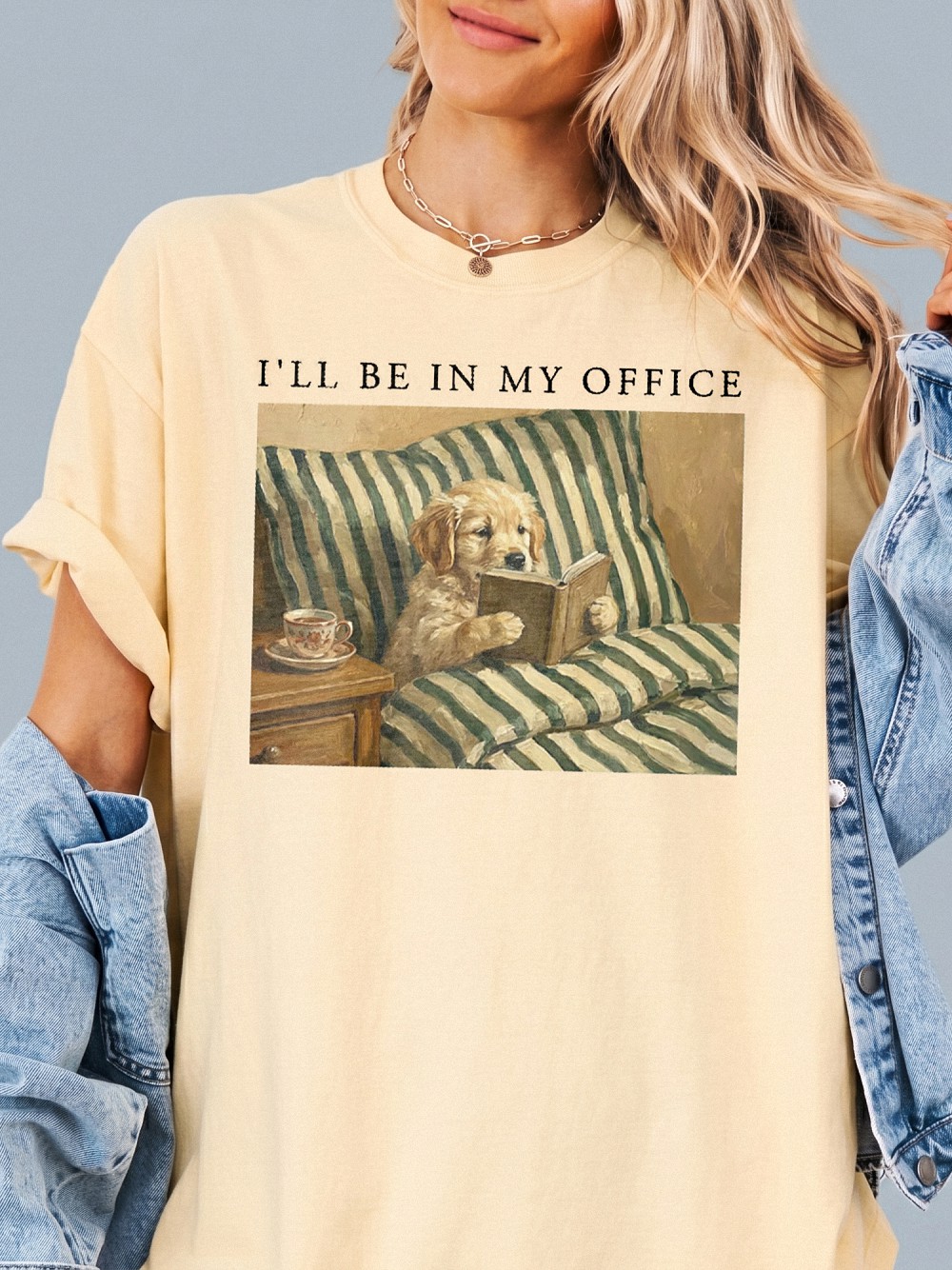 "I'll Be In My Office" Funny Introvert Reading Dog Tee