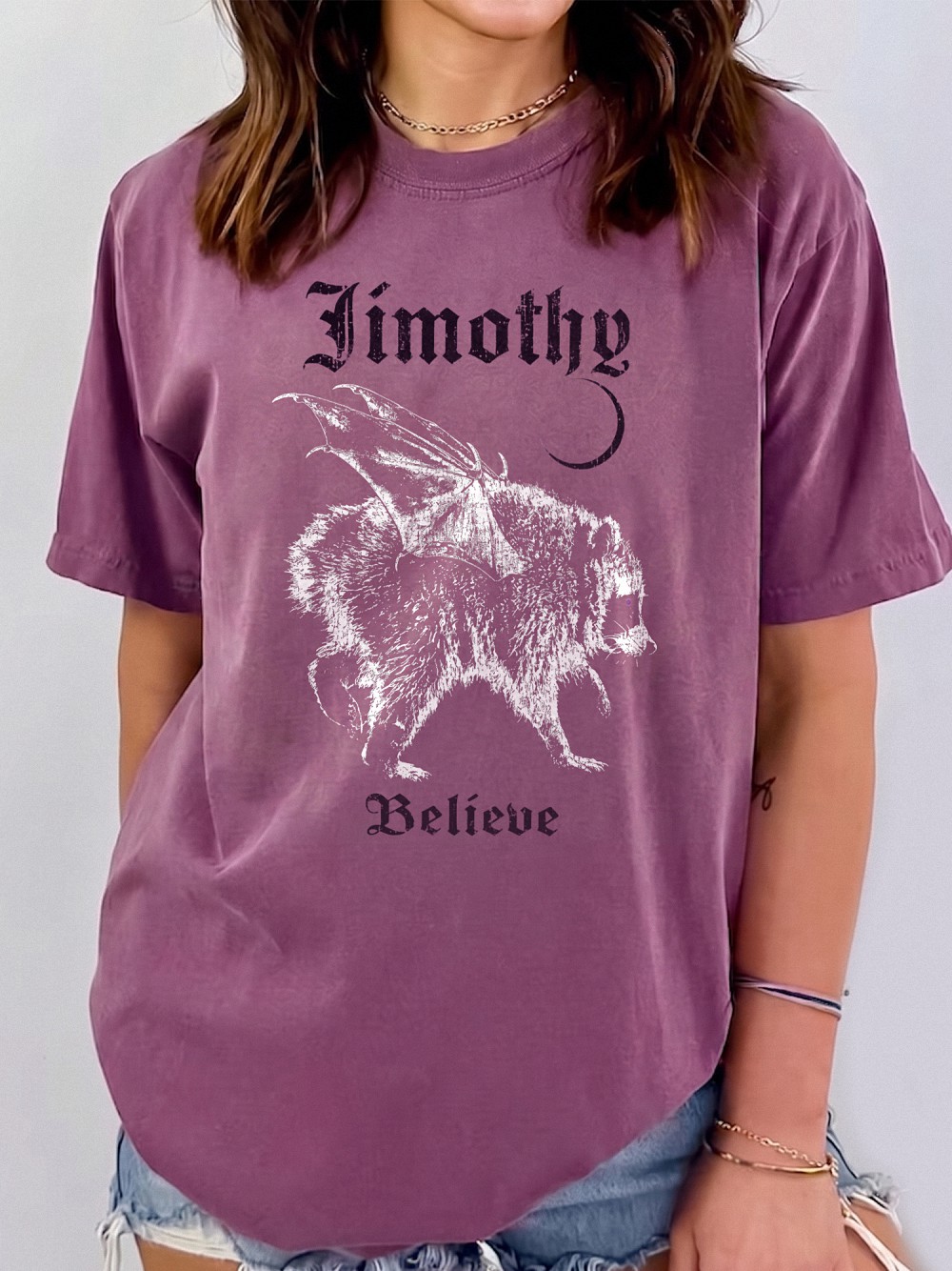 Jimothy Believe Winged Raccoon Shirt | Vintage Cryptid Graphic Tee