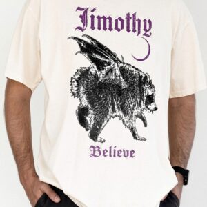 Jimothy Believe Winged Raccoon Shirt | Vintage Cryptid Graphic Tee