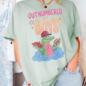 Outnumbered By Boys Alligator Shirt | Funny Boy Mom Graphic Tee