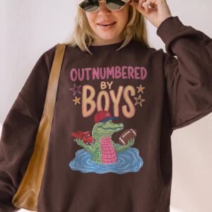 Outnumbered By Boys Alligator Shirt | Funny Boy Mom Graphic Tee