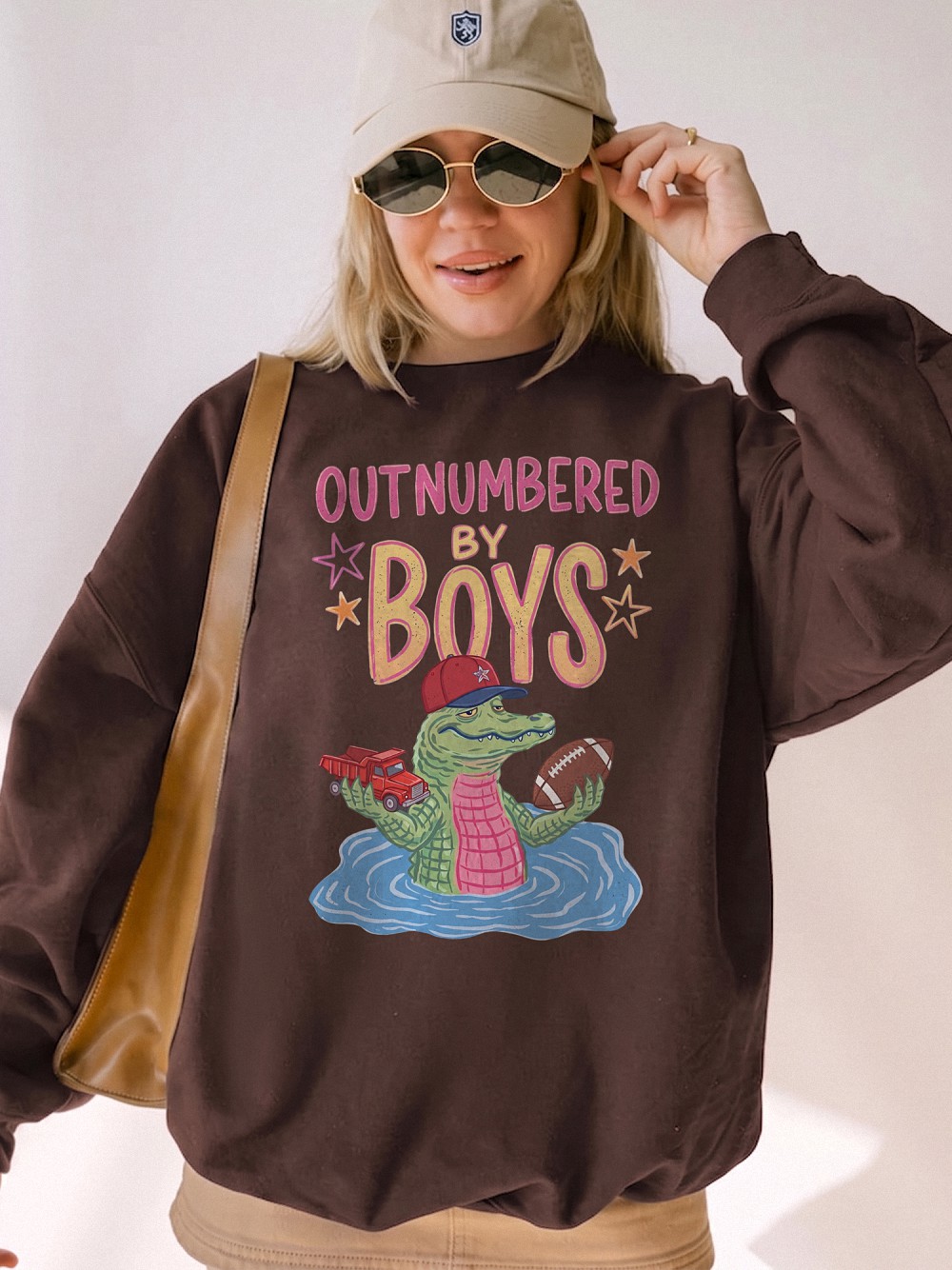 Outnumbered By Boys Alligator Shirt | Funny Boy Mom Graphic Tee